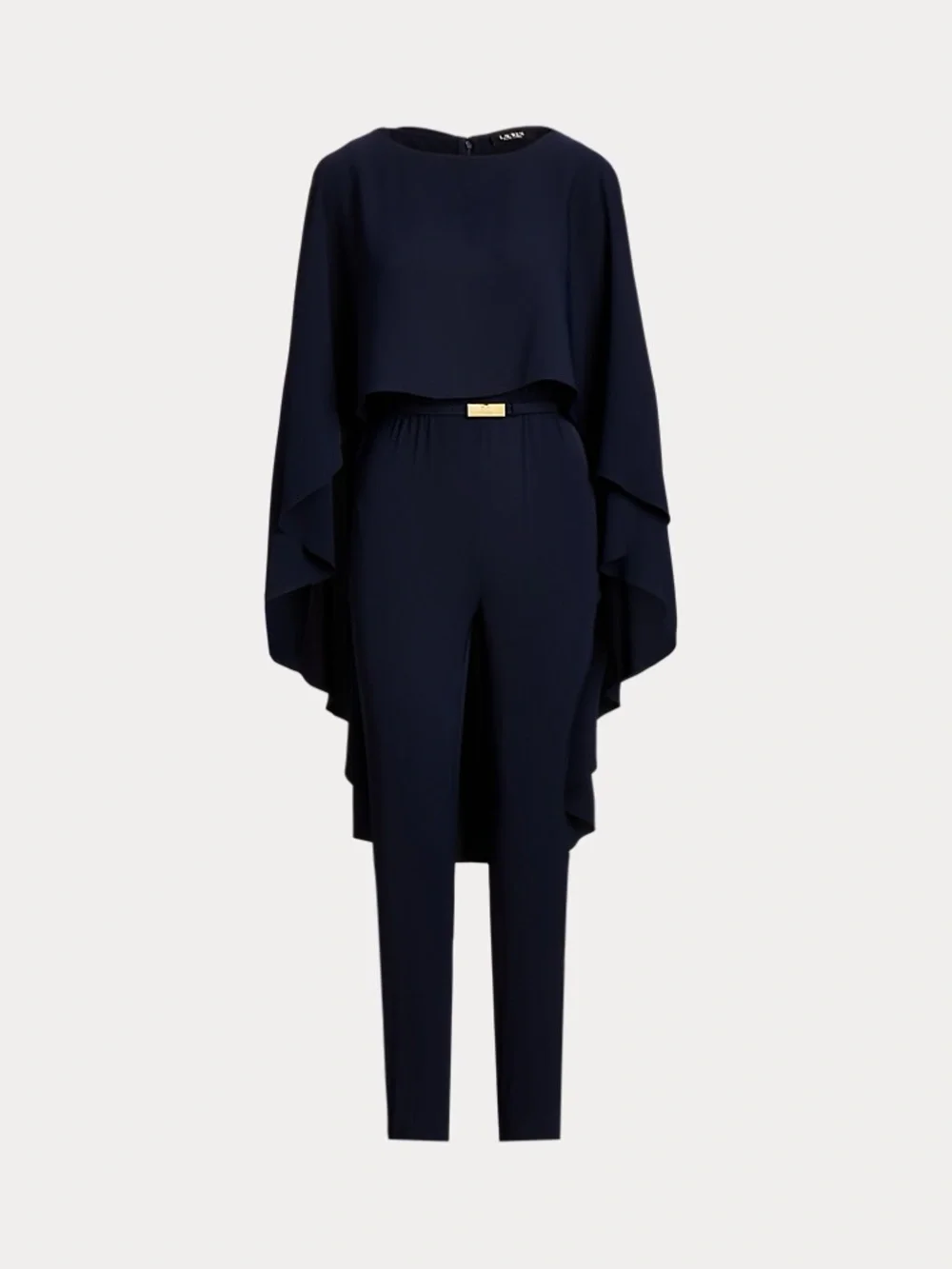 NWOT Ralph Lauren belted cape Georgette jump suit in Navym